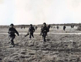 Men of 16th Airborne Division moving off DZ, Ex King's Joker, 1953