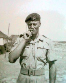 L/Cpl Fred Ogden having a break, No 1 (Guards) Independent Company, Cyprus, 1956. 
