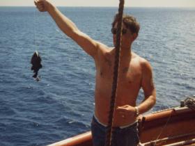 Fishing from the MV Norland, Ascension Island, 1982