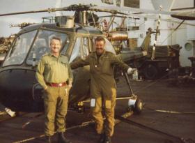 Tom Godwin and Sgt Kalinski after Cross Decking to the Europic Ferry, 1982