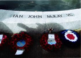 Dedication to Ian McKay VC on the Victoria Cross Memorial, Rotherham, 2011