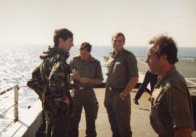 Lt Col H Jones and other 2 PARA officers, MV Norland, 1982