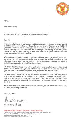 Christmas Message to 3 PARA from Sir Alex Ferguson, December 2010