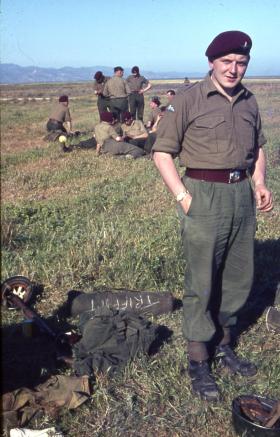Members of 16 Lincoln Coy after a descent from a Hastings aircraft, Morphou Cyprus, 1963