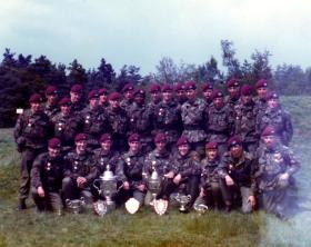 Recruits and Junior Para Coy members at a Skill At Arms Meeting (SAAM), July 1983.
