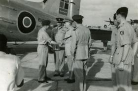 Field Marshal Montgomery is greeted on arrival at Mauripur ahead of 15th (Kings) Battalion inspection, India, 1946