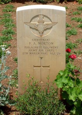 The grave of Lt Frederick Norton, Medjez-el-Bab War Cemetery, Tunisia.