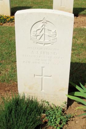 Headstone of Trooper AJ Friend, Ranville War Cemetery, 2010.