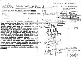 Military Cross citation for Lt RN Fry, Normandy 1944.