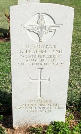 Grave of Pte G Leatherland, Khayat Beach Cemetery, 1 January 2015. 