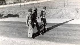 Three soldiers from the 211 Airlanding Light Battery RA, Gedera, Palestine, 18 April 1946.