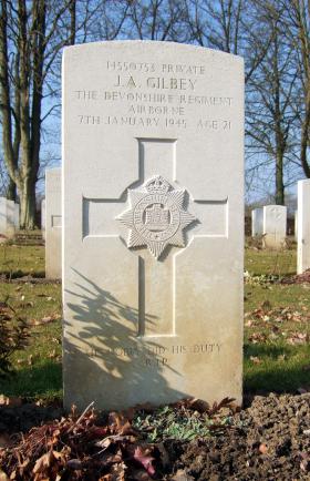 Grave of Pte James Gilbey, Hotton War Cemetery, Belgium, July 2011.