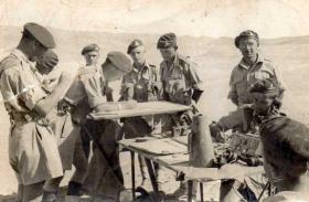 Members of 53rd Airlanding Light Regiment in Palestine, probably Fox Troop Command Post.