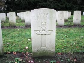 Gravestone for Capt Alan Leaf, Venray War Cemetery, Limburg, Holland.