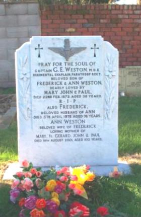 Headstone of Padre Gerry Weston, Liverpool, undated.