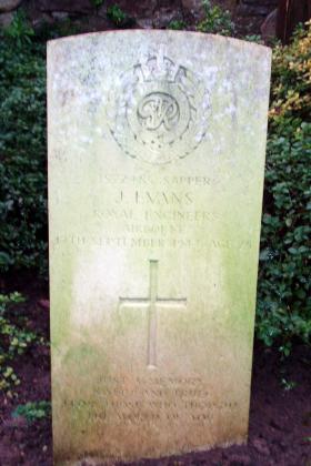 Headstone of Sapper John Evans, Milton Road Cemetery, Weston Super Mare, 2009.