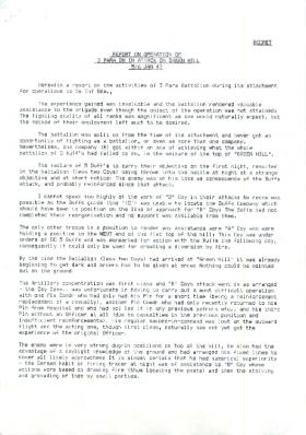Report on Operation of 3rd Parachute Battalion in Attack on Green Hill. January 5/6, 1943.