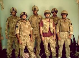 Group photo of 3 PARA soldiers in Cpl Bryan Budd's section, Afghanistan, 2006