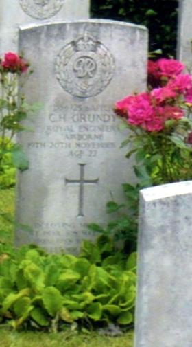 Headstone of Sapper Charles H Grundy, Eiganes Churchyard, Stavanger, Norway.