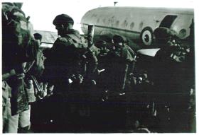 HQ Company, 3 PARA, emplane at Nicosia for the Canal Zone. October 1951.