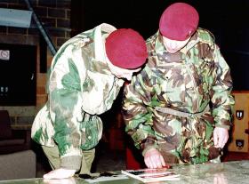 HRH The Prince of Wales and Greg Allen, 1 PARA, just prior to going to Kosovo, 1999.
