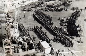 3 PARA waiting to embark Portsmouth Dockyard Operation 'TRIMED' 1951