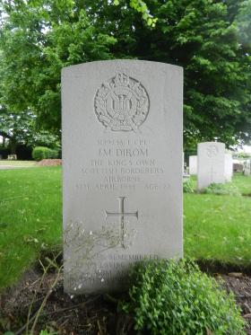 The grave of John M Dirom in Kirkley Cemetery 