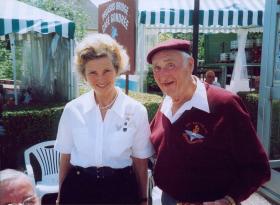 Denis O'Connor with Arlette Gondree, taken at Pegasus bridge on a commemoration.