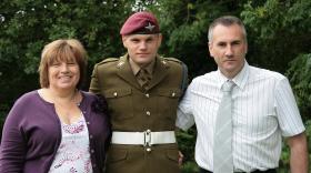 Pte Dan Prior on Passing Out Day with his Mum & Dad