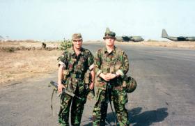 Pte Ingram and Pte Chilvers, 12 Platoon, D Coy Group, 2 PARA, Dakar Airfield, Senegal, West Africa, May 2000.