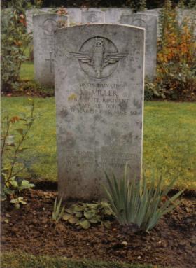 Headstone of Pte John S Miller Reichswald Forest