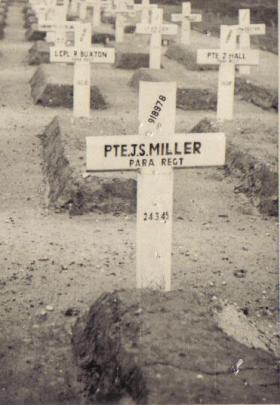 First resting place of Pte John Miller after  he was killed in action 
