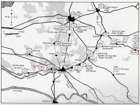 Map indicating drop zone and burial location for Pte J R Smith.