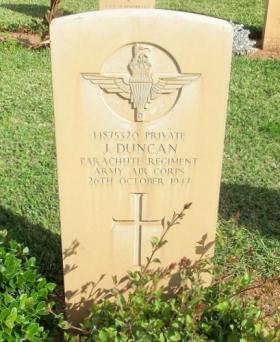 Grave of Pte J Duncan, Khayat Beach Cemetery, 1 January 2015.