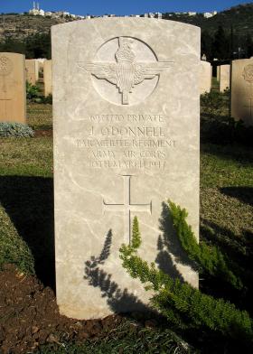 Grave of Pte J O'Donnell, Khayat Beach Cemetery Israel, 1 January 2015.