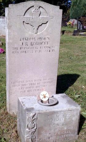 Headstone of Pte James R Borucki, Wales Church Cemetery, Sheffield, 14 August 2013.