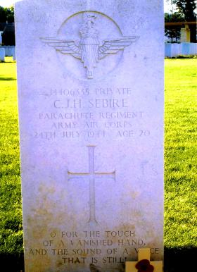 Gravestone of CJH Sebire, Ranvile War Cemetery