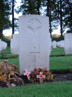 Grave of Lance Corporal G W Waterworth, Oosterbeek War Cemetery, October 2015.