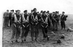 Members of A Coy 1 Para prepared for balloon jumping Hildersheim Germany 1949