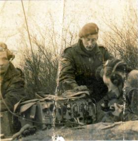 L/Cpl Mundy field training on a No. 22 Wireless Set, early 1944.