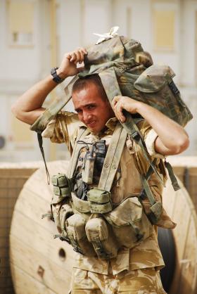 3 PARA soldier loading up for a patrol, Musa Qala, Afghanistan, August 2008.
