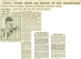 Newspaper cutting about the death of Lt Col John Rock, October 1942