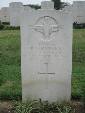 Lt RA Hammick - Kranji War Cemetery Singapore