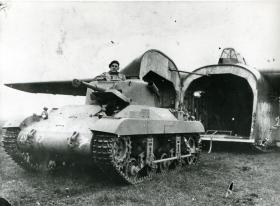 M22 Locust Airborne Tank in front of a Hamilcar Glider, c.1945