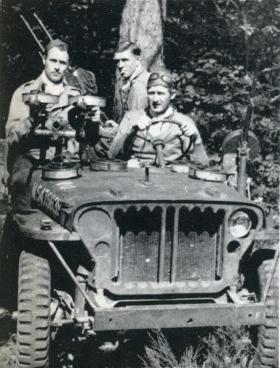 An SAS Jeep with Maj Fenwick in the drivers seat, France, 1944.