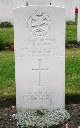 Headstone of Sgt Jack Mann Arnhem Oosterbeek War Cemetery, 2009