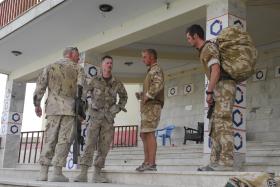 Members of 3 PARA greet Canadian servicemen, Kandahar, Afghanistan, June 2008