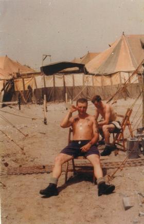 Members of B Company 1 PARA relaxing in Radfan Camp, Aden, 1967