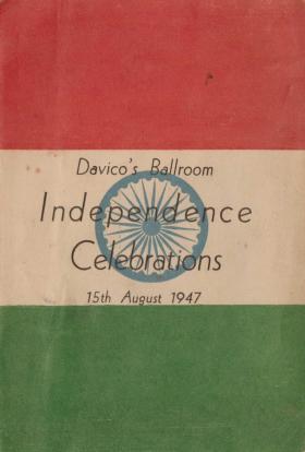 Menu for independence celebrations India 15 August 1947