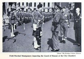 Field Marshal Montgomery inspecting the Guard of Honour, 15 PARA Colours Presentation, Glasgow 1952.